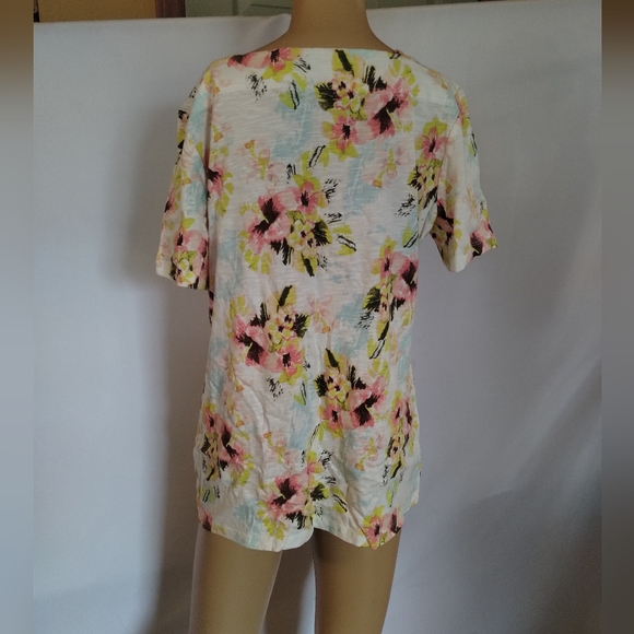 Coral Bay Floral Blouse Size M 100% Cotton Tropical Print Short Sleeve Top - Picture 5 of 6